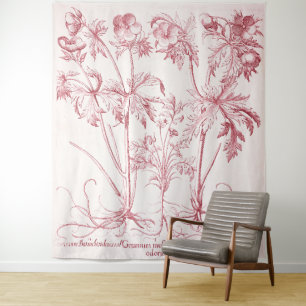 Tapete De Parede Arte Botânica Vintage Rosa
