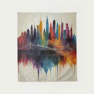 Tapete De Parede Arte Cityscape de Linha de Céu Vibrante Abstrato