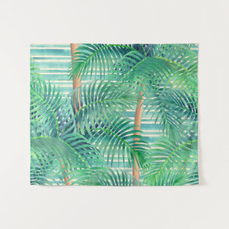 Tapete De Parede Arte com padrão de folhas de palmeira tropicais