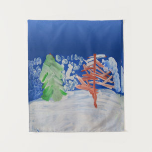 Tapete De Parede Arte da Cena de Inverno por Crianças