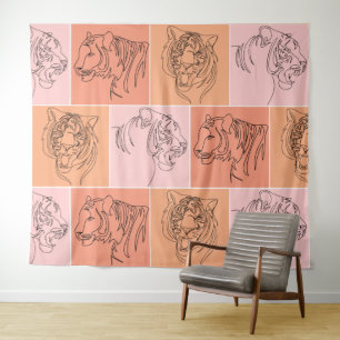 Tapete De Parede arte da linha da cabeça do abstrato