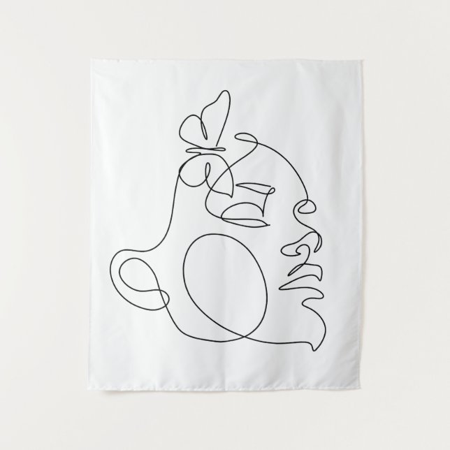 Tapete De Parede Arte da Linha do Rosto da Mulher (Frente)