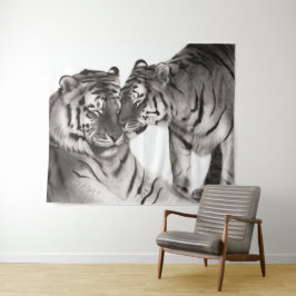 Tapete De Parede Arte de Amor de Tigre - Decoração de Vida Selvagem