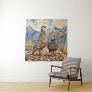 Tapete De Parede Arte de casal de perdiz Chukar