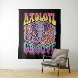 Tapete De Parede Arte de Chuva de Cores Retro Groovy Hippie Axolote