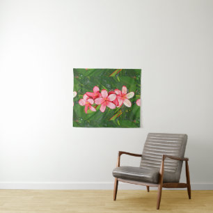 Tapete De Parede Arte de Frangipani Tropical Rosa