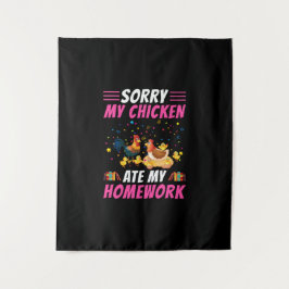 Tapete De Parede Arte de Frango Meu Frango Comeu Minha Lição de Cas