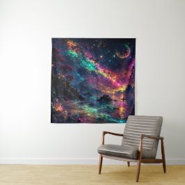 Tapete De Parede Arte de Galáxia Colorida Nebulosa Espaço Neon Arco