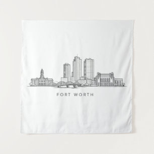 Tapete De Parede Arte de Linha da Silhueta Minimalista de Fort Wort