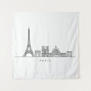 Tapete De Parede Arte de Linha Minimalista da Silhueta de Paris