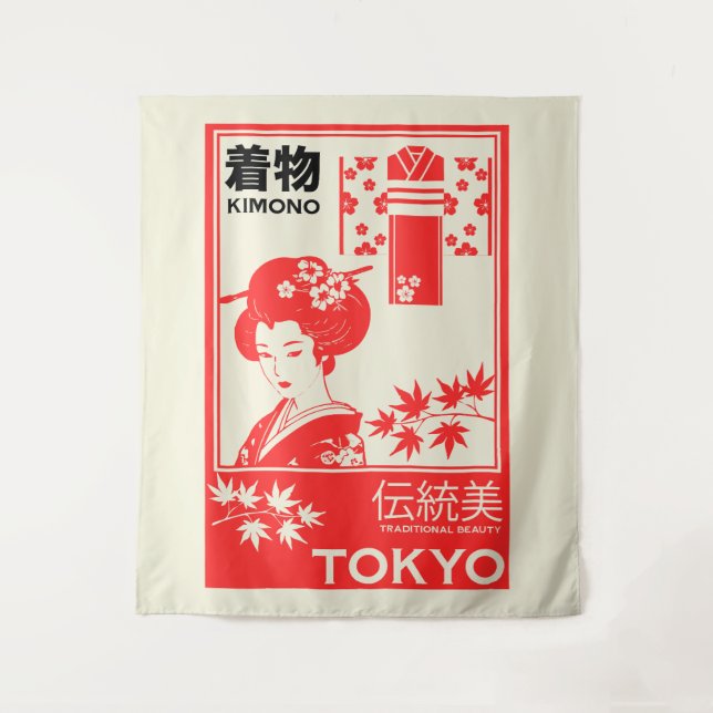 Tapete De Parede Arte de Moda Retro Kim0no Japonesa (Frente)