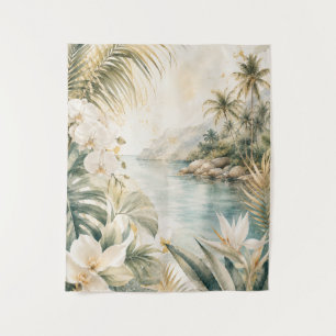 Tapete De Parede Arte de Parede Aquarela Tropical de Luxo Costeira