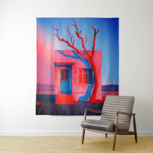 Tapete De Parede Arte de Parede de Casa no Deserto Surreal – Minima