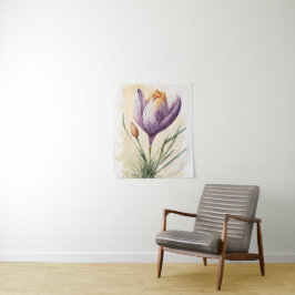 Tapete De Parede Arte de Parede em Aquarela Flor de Crocus Roxo