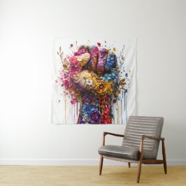 Tapete De Parede Arte de Punho Floral Vibrante: Força e Resistência