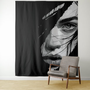 Tapete De Parede Arte de Retrato Misterioso Monocromático