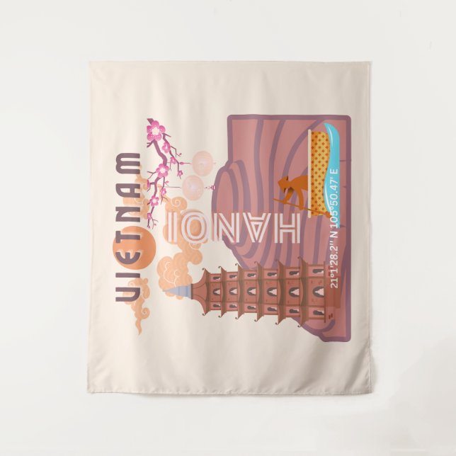 Tapete De Parede Arte de Viagem no Vietnã (Frente)