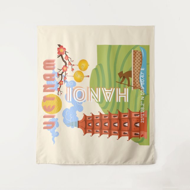 Tapete De Parede Arte de Viagem no Vietnã (Frente)