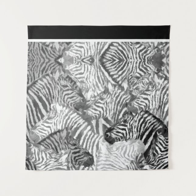 Tapete De Parede Arte de Zebra Abstrata Preto e Branco (Frente)