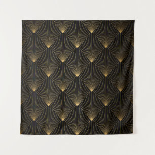 Tapete De Parede Arte Deco: Legância Dourada Negra.