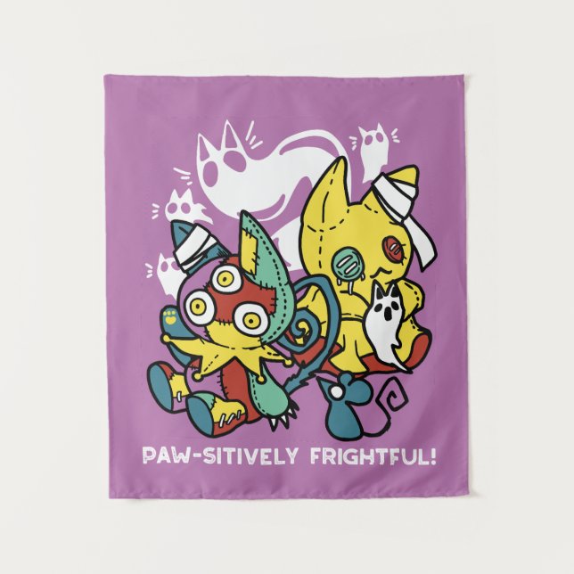 Tapete De Parede Arte do Dia das Bruxas de Gatos Cerrantes: Assusta (Frente)