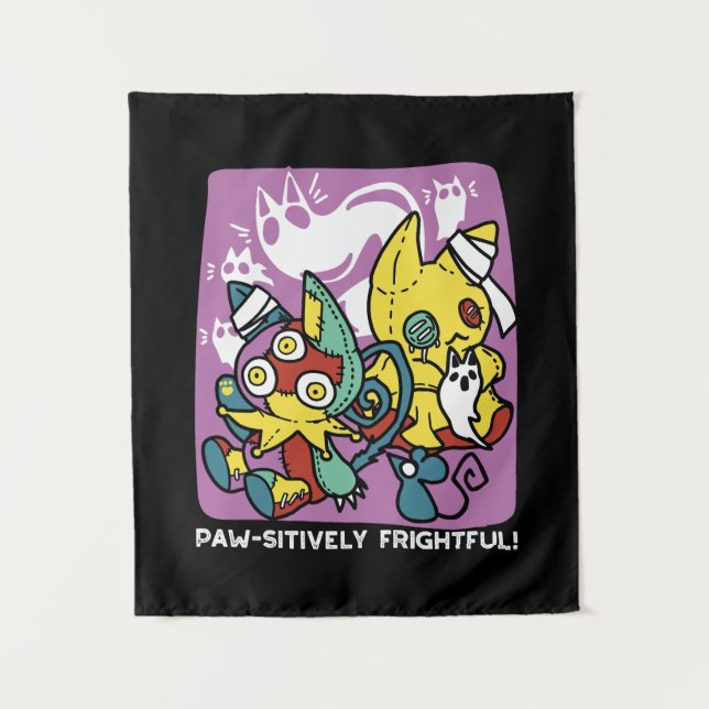 Tapete De Parede Arte do Dia das Bruxas de Gatos Cerrantes: Assusta (Frente)