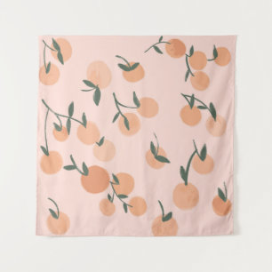 Tapete De Parede Arte Doodle: Padrão Vintage Laranja Cereja