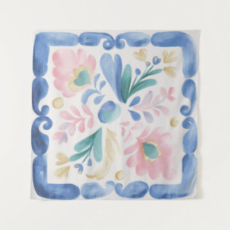 Tapete De Parede Arte em Azulejos Mexicanos Pastel