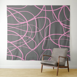 Tapete De Parede Arte em Linha: Rosa em Cinzas