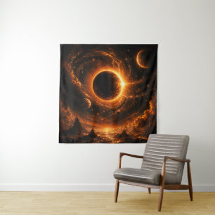 Tapete De Parede Arte Espacial para Parede com Eclipse, Impressão d