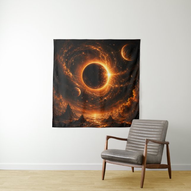 Tapete De Parede Arte Espacial para Parede com Eclipse, Impressão d (In Situ)
