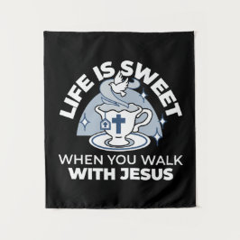 Tapete De Parede Arte Fiável - Teacup com Cruz e Dove