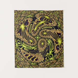 Tapete De Parede Arte Fractal Abstrata Feliz Dança Neon Dourado