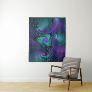 Tapete De Parede Arte fractal abstrata moderna Roxo encontra Turque