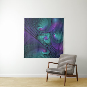 Tapete De Parede Arte fractal abstrata moderna Roxo encontra Turque