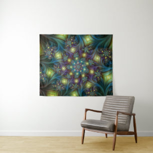 Tapete De Parede Arte Fractal Roxa Roxa Abstrato brilhante iluminad