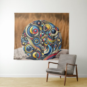 Tapete De Parede Arte Geométrico de Design Circular Harmonia Cósmic