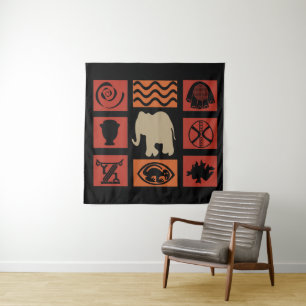 Tapete De Parede Arte moderna abstrata africana com símbolos e elef