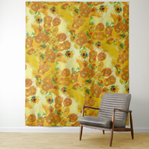 Tapete De Parede Arte Moderna Amarelo Laranja Girassol Pintura Óleo