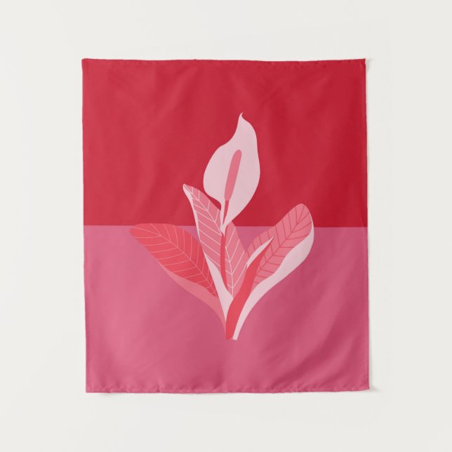 Tapete De Parede Arte Moderna Lírio-de-callas Vermelho Rosa (Frente)
