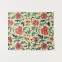 Arte Nova Antiga Chinoiserie Floral Vermelho Chinê