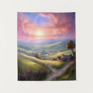 Tapete De Parede Arte Paisagem Pacífica do Serene Countryside Sunri