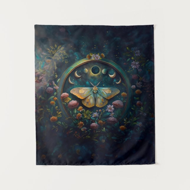 Tapete De Parede Arte Portal da Mariposa Mística e Fases da Lua (Frente)