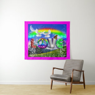 Tapete De Parede Arte Surreal de Paz e Amor