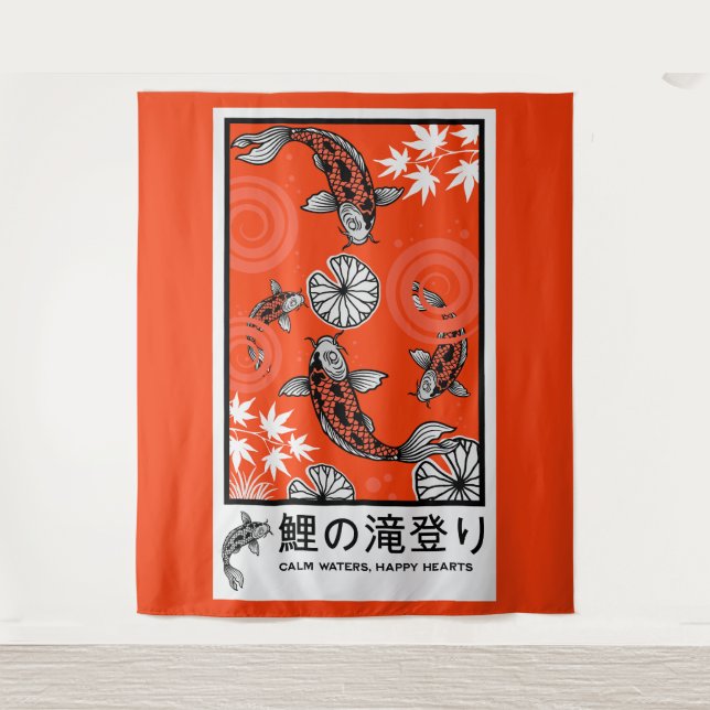 Tapete De Parede Arte Tranquila de Carpas Japonesas (Frente)