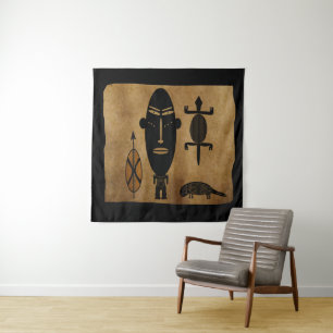 Tapete De Parede Arte tribal africana abstrata contemporânea vintag