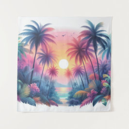Tapete De Parede Arte Tropical de Praia Rosa-Rosa-Rosa-Sol