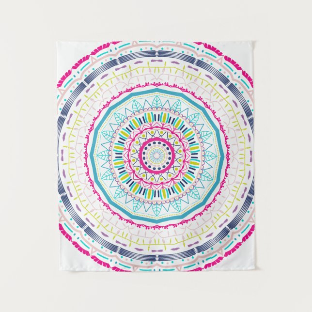 Tapete De Parede Arte Vibrante e Colorida de Mandala (Frente)