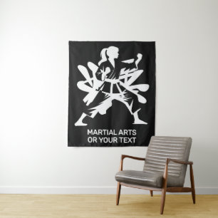 Tapete De Parede Artes Marciais com Texto e Cor Personalizados