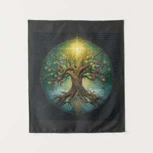 Tapete De Parede Árvore Celta da Vida Yggdrasil Brilho Mágico Nórdi